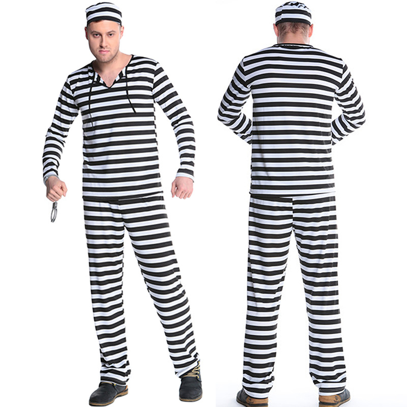 Zatvorenik kostim s prugama za odrasle – Halloween cosplay, party outfit za muškarce i žene