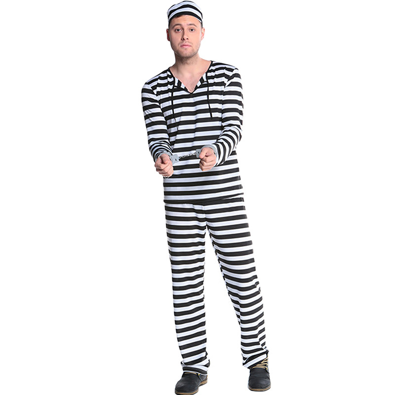 Zatvorenik kostim s prugama za odrasle – Halloween cosplay, party outfit za muškarce i žene