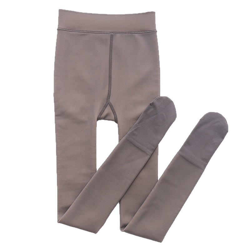 Ženske leggings s lažnim prozirnim učinkom, boja kože, topli, debeli, jednodjelni dizajn, za vanjsku nosnju u jesen-zimu