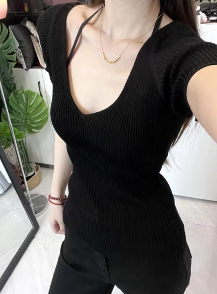 Liyuan ženska majica s V-izrezom, kratki rukavi, francuski stil