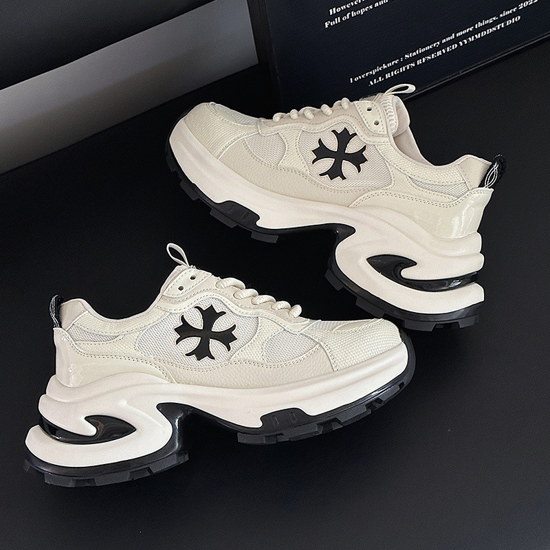 2025 nove univerzalne ženske tenisice u stilu dad shoes, prozračne, s križnim dizajnom, visokim gornjim dijelom i debelom potplatom za povećanje visine, za proljeće i ljeto