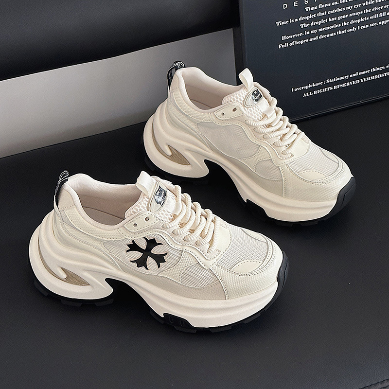 2025 nove univerzalne ženske tenisice u stilu dad shoes, prozračne, s križnim dizajnom, visokim gornjim dijelom i debelom potplatom za povećanje visine, za proljeće i ljeto