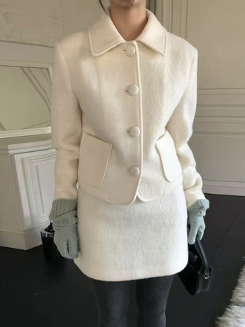 Korejskog stila, nježan i elegantan kratki kaput s reverom, set suknji za žene, proljeće
