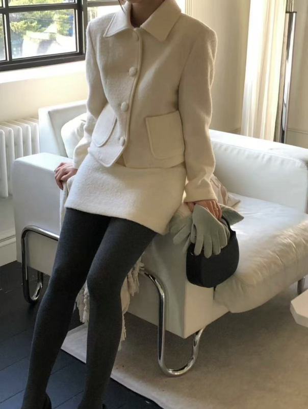 Korejskog stila, nježan i elegantan kratki kaput s reverom, set suknji za žene, proljeće