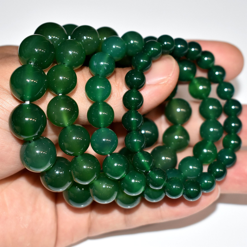 Zeleni ahatni narukvica s chrysoprase Buddha perlicama, unisex, geometrijski dizajn