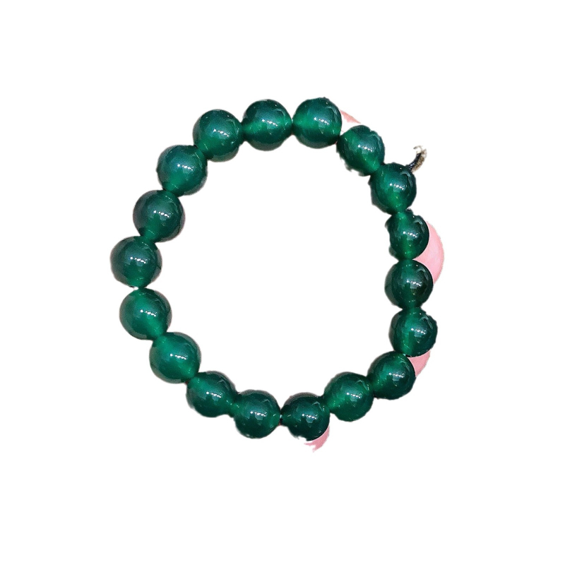 Zeleni ahatni narukvica s chrysoprase Buddha perlicama, unisex, geometrijski dizajn