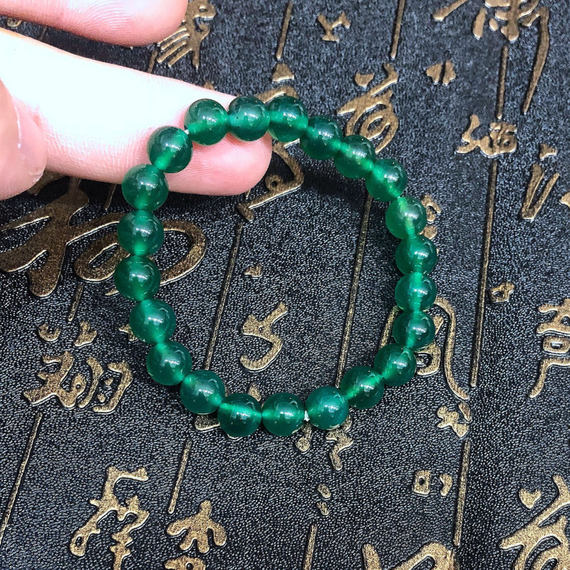 Zeleni ahatni narukvica s chrysoprase Buddha perlicama, unisex, geometrijski dizajn