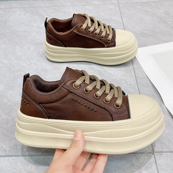 Loaferice u korejskom stilu s debelim potplatom za povećanje visine, žene, bijele kožne casual cipele