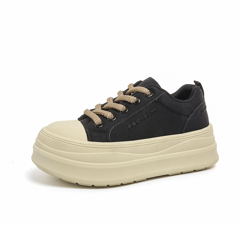 Loaferice u korejskom stilu s debelim potplatom za povećanje visine, žene, bijele kožne casual cipele