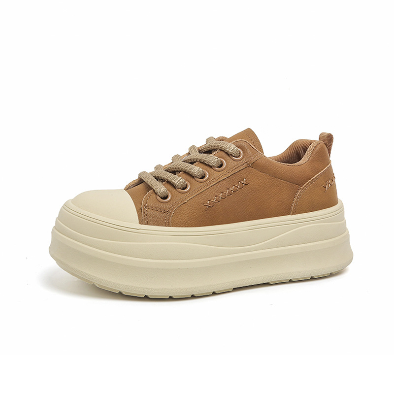 Loaferice u korejskom stilu s debelim potplatom za povećanje visine, žene, bijele kožne casual cipele