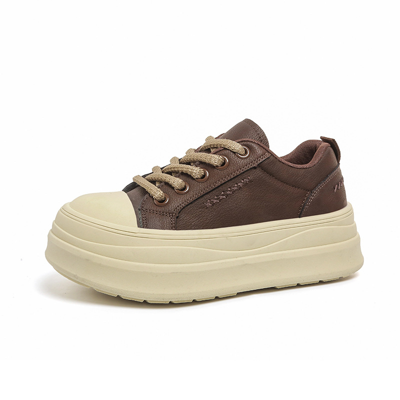 Loaferice u korejskom stilu s debelim potplatom za povećanje visine, žene, bijele kožne casual cipele