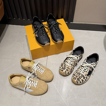Ženske tenisice u korejskom retro stilu s leopardim uzorkom i zvjezdicama, izlizani casual dizajn, tanka potplata