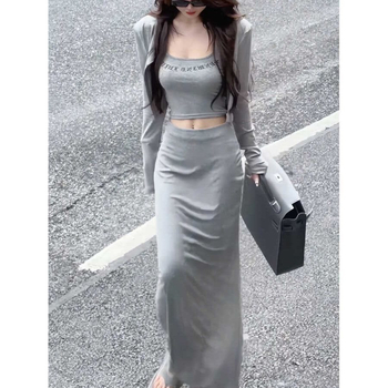 Ženski trodjelni set: dugi rukav kardigan, camisole i bodycon suknja