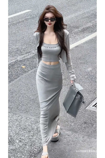 Ženski trodjelni set: dugi rukav kardigan, camisole i bodycon suknja