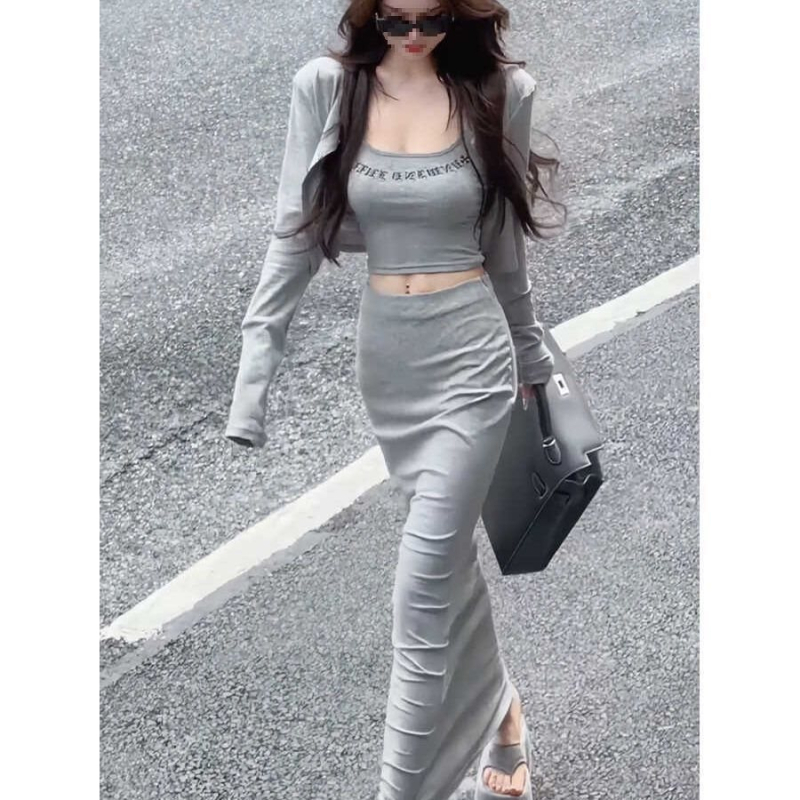 Ženski trodjelni set: dugi rukav kardigan, camisole i bodycon suknja