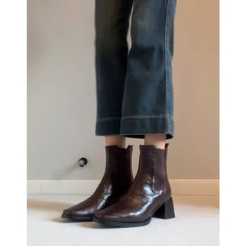 Verzija od ovčje kože — Prava koža, debeli potpetica, retro britanski stil, ženske kratke čizme Chelsea i Martin