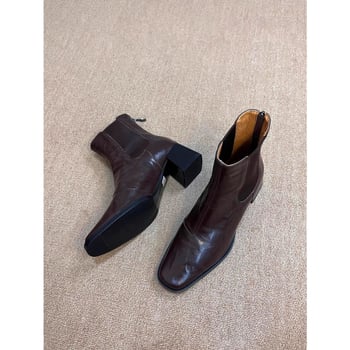 Verzija od ovčje kože — Prava koža, debeli potpetica, retro britanski stil, ženske kratke čizme Chelsea i Martin