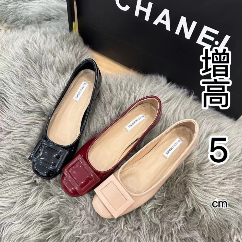 5 cm povećanje visine, ženske cipele s kvadratnom kopčom, mekana lakirana koža, okrugli vrh, slip-on, svakodnevni stil