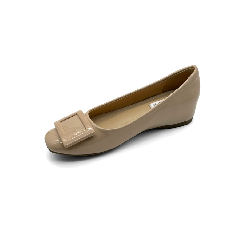 5 cm povećanje visine, ženske cipele s kvadratnom kopčom, mekana lakirana koža, okrugli vrh, slip-on, svakodnevni stil