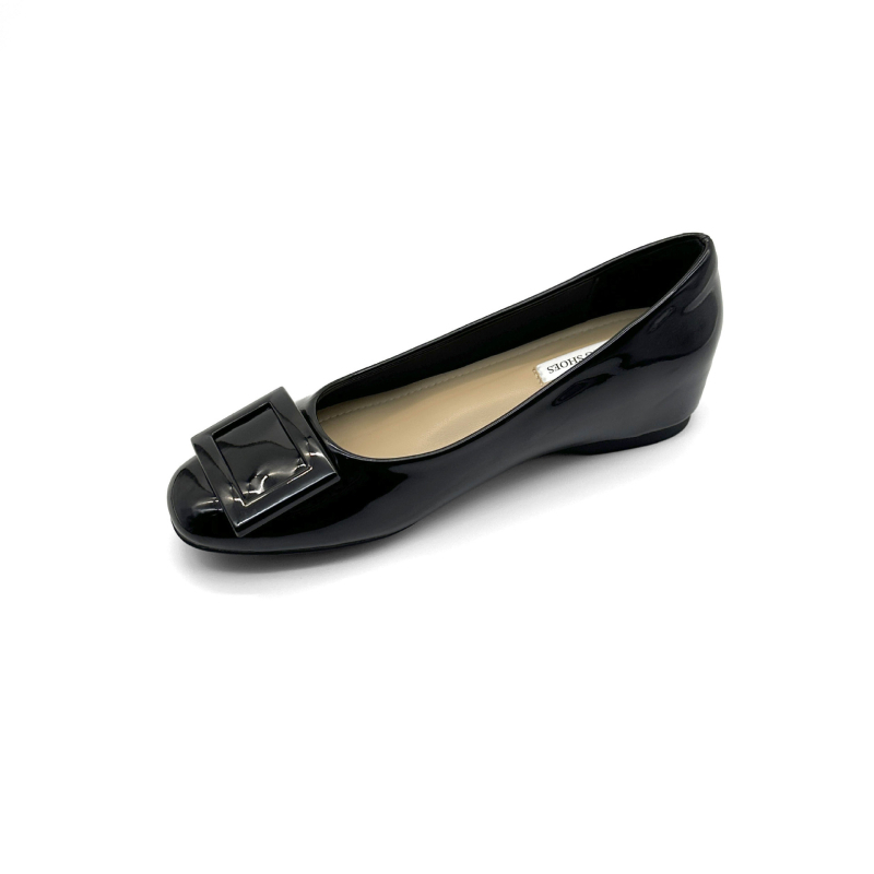 5 cm povećanje visine, ženske cipele s kvadratnom kopčom, mekana lakirana koža, okrugli vrh, slip-on, svakodnevni stil