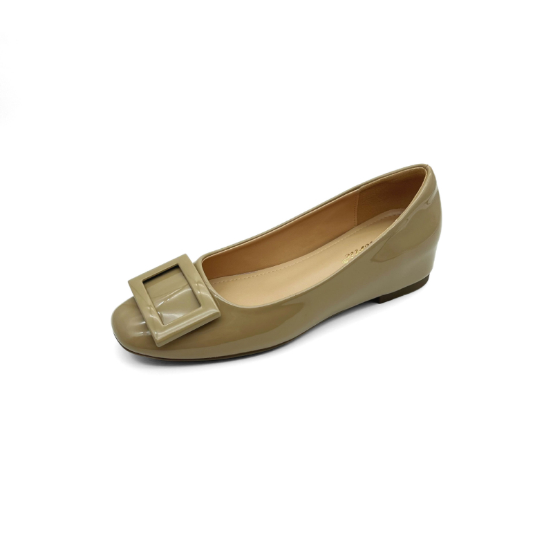 5 cm povećanje visine, ženske cipele s kvadratnom kopčom, mekana lakirana koža, okrugli vrh, slip-on, svakodnevni stil