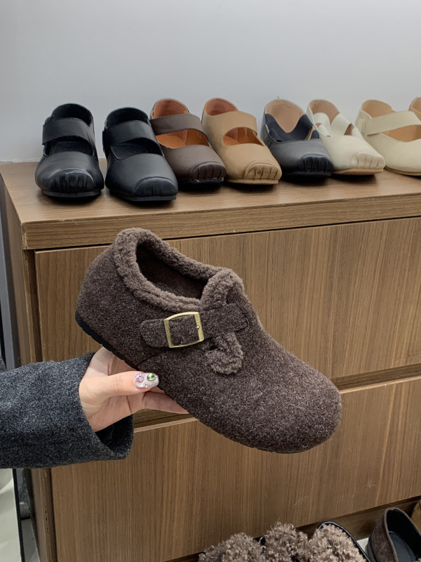 Ženski loaferi s debelim đonom i vunenim uloškom, retro stil, topla obuća za jesen i zimu