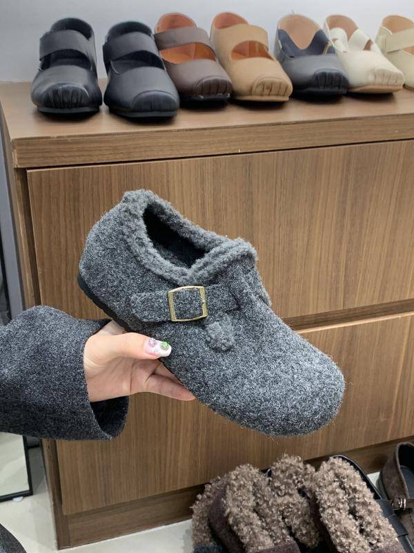 Ženski loaferi s debelim đonom i vunenim uloškom, retro stil, topla obuća za jesen i zimu