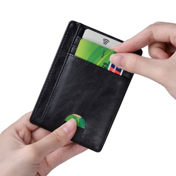 JINBAOLAI Kožni RFID držač kartica s antimagnetnom zaštitom