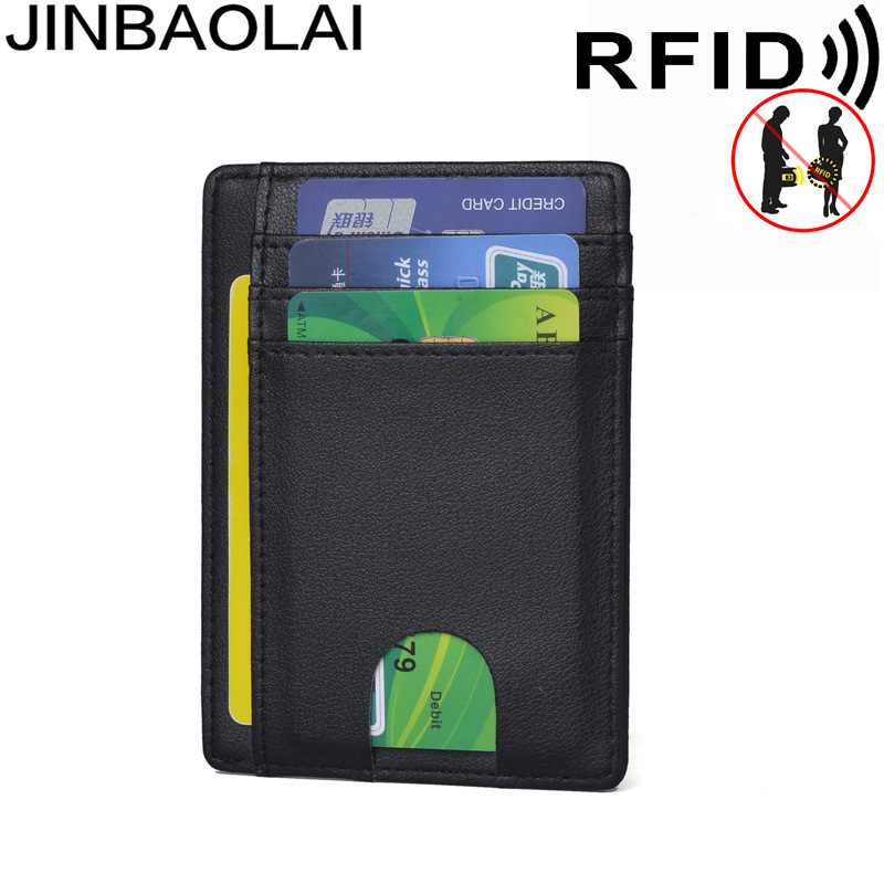 JINBAOLAI Kožni RFID držač kartica s antimagnetnom zaštitom
