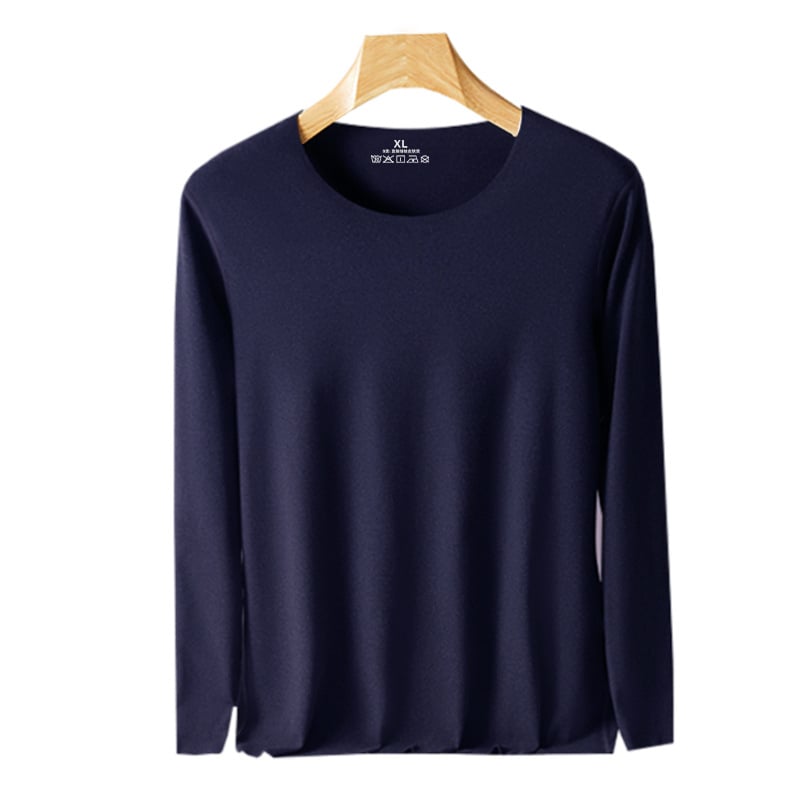 Muška majica za bazni sloj s fleece podstavom, dugi rukav, uski kroj, jednobojna, jesen-zima toplina