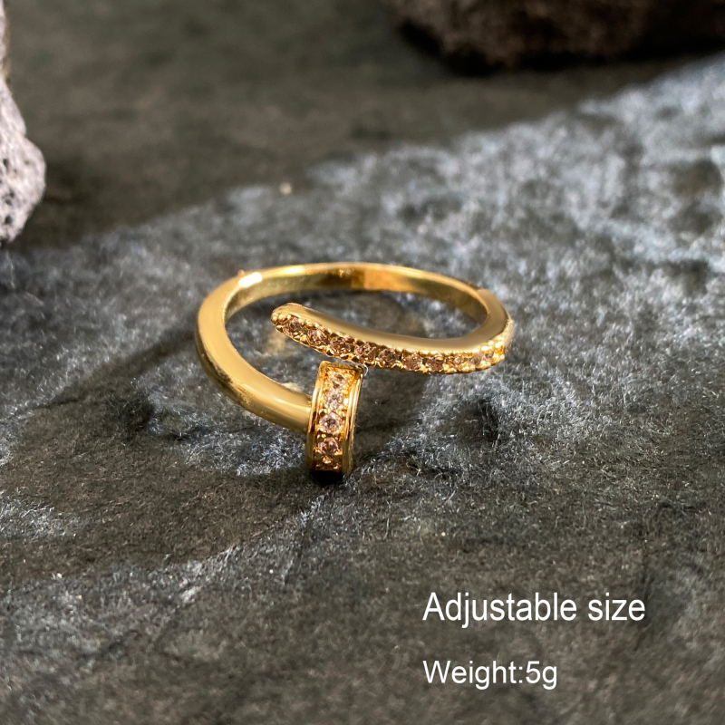 Elegantni prsten s mikro cirkonijem za kažiprst, prilagodljiv otvoreni obod – dizajnerski stil