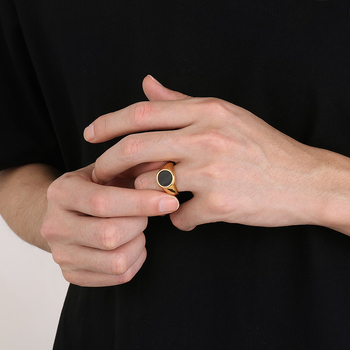 Polirani prsten od titan čelika, crne boje, okruglog oblika, unisex, minimalistički stil s premazom ulja