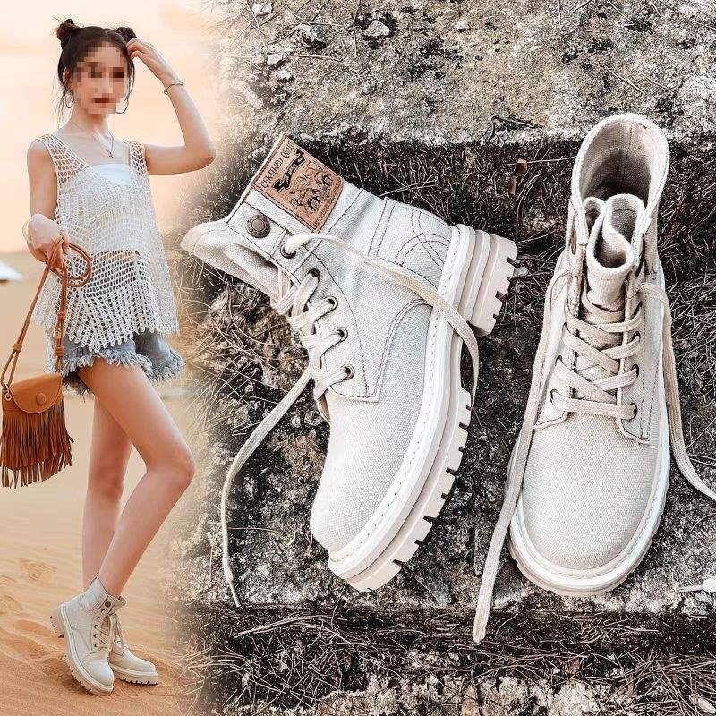 Denim Martin čizme, kratke gležnjače s retro kauboјskim stilom, prednje vezivanje, ravna peta, proljeće–jesen