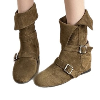 Ženske kratke čizme od suede kože, zapadnjački kaubojski stil, uska linija, jesen-zima 2025