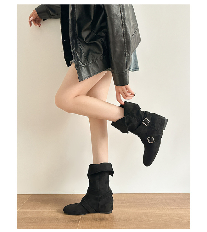 Ženske kratke čizme od suede kože, zapadnjački kaubojski stil, uska linija, jesen-zima 2025