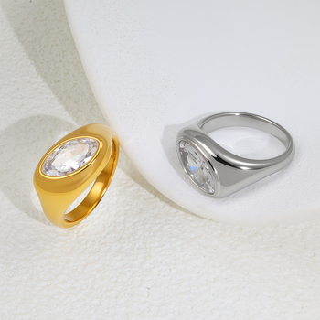 Unisex prsten od titan-stakla s cirkonom, nepravilnog oblika, očuvanje boje