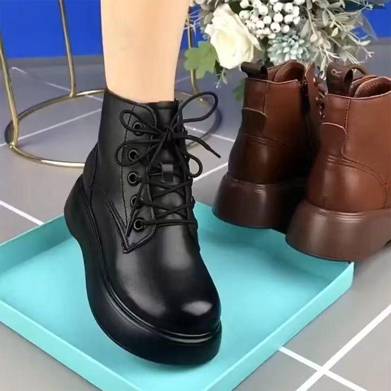 Damske čizme za snijeg od prave mekane kože, 2024 novi zimski stil, uklonjeni fleece, debela potplata, tople kratke čizme, mekana potplata, protuklizne pamukne cipele