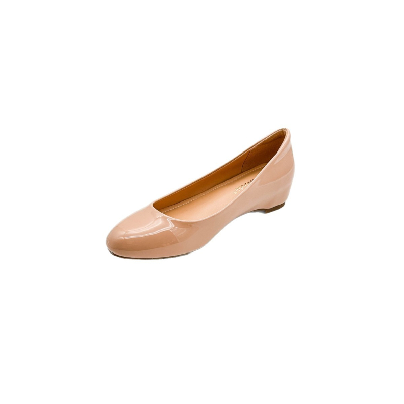Damske cipele od patent kože sa skrivenim podizanjem visine, slip-on, okrugli nos, retro stil, ljeto 2025