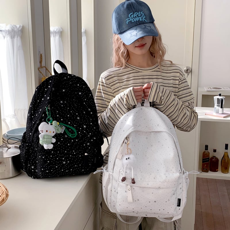 Dámsky školský batoh s hviezdnym motívom z nylonu, vhodný pre študentky stredných škôl a gymnázií, 15-palcový notebook, kapacita 36–55 l