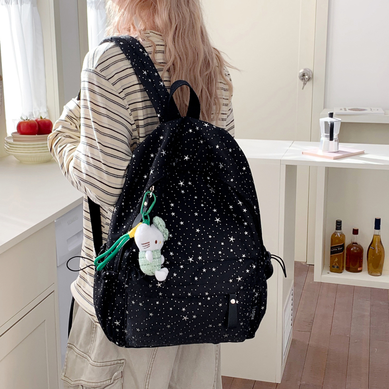 Dámsky školský batoh s hviezdnym motívom z nylonu, vhodný pre študentky stredných škôl a gymnázií, 15-palcový notebook, kapacita 36–55 l