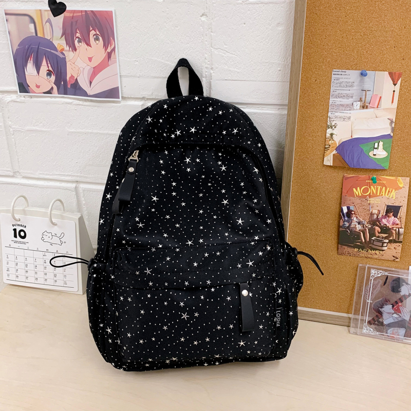 Dámsky školský batoh s hviezdnym motívom z nylonu, vhodný pre študentky stredných škôl a gymnázií, 15-palcový notebook, kapacita 36–55 l