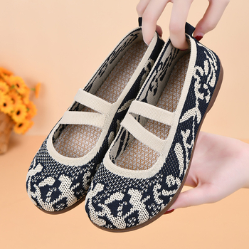 Ženske lagane slip-on cipele s prozračnim fly-knit gornjim dijelom i šivanim ukrasima, lagane ljetne obuće