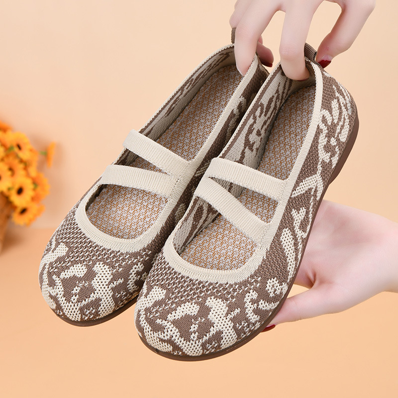 Ženske lagane slip-on cipele s prozračnim fly-knit gornjim dijelom i šivanim ukrasima, lagane ljetne obuće