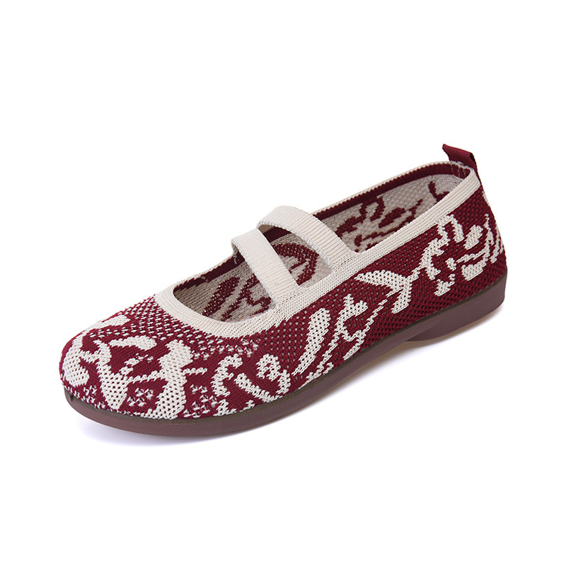 Ženske lagane slip-on cipele s prozračnim fly-knit gornjim dijelom i šivanim ukrasima, lagane ljetne obuće