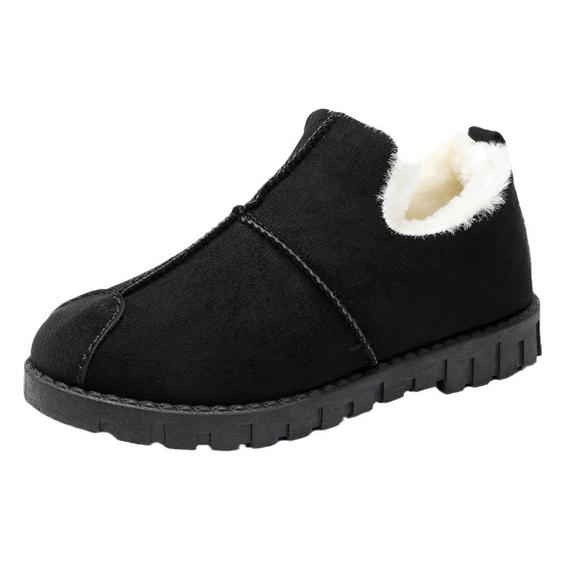 Téli női pamut cipő, slip-on, lapos talppal, plüss béléssel