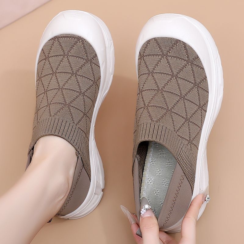 Γυναικείες καλοκαιρινές Slip-On παπούτσια με μαλακή σόλα, ελαφρύ επάνω μέρος από ύφασμα, χαμηλό ύψος, στρογγυλή μύτη, άνετα