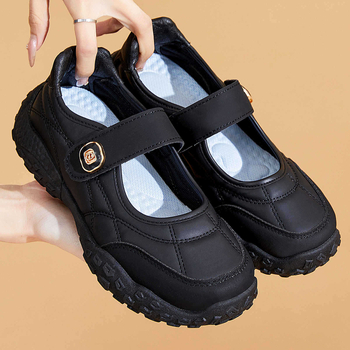 Pantofi damă din material textil în stil Beijing vechi, talpă moale, Mary Jane confortabile pentru purtare zilnică
