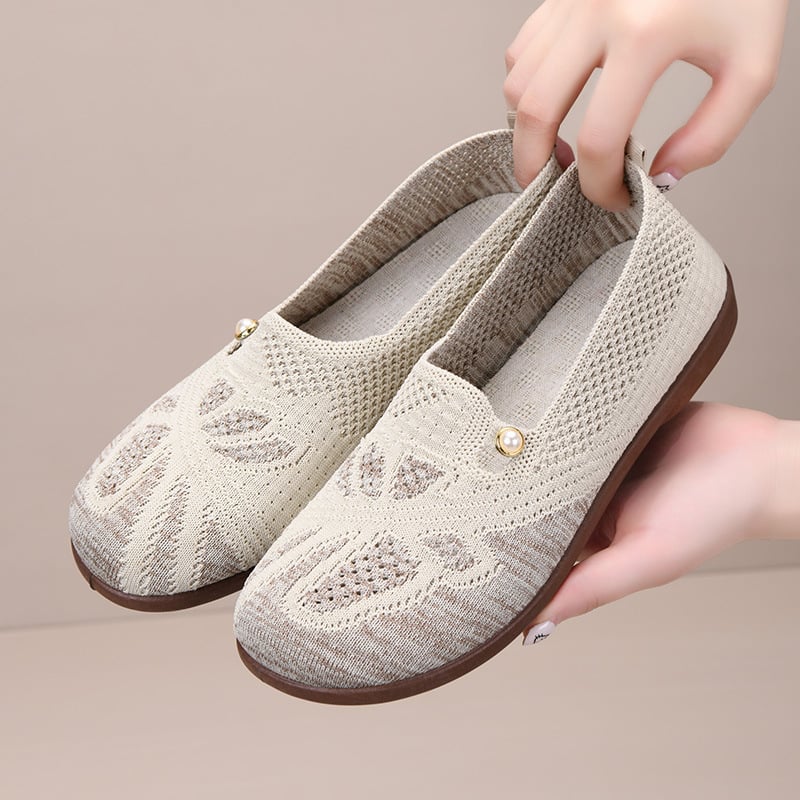 Ženske slip-on cipele od pletene gornje strane, prozračne, udobne casual loafers s mekom potplatom, ljeto 2026