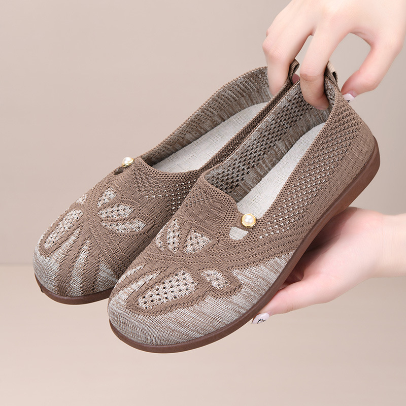 Ženske slip-on cipele od pletene gornje strane, prozračne, udobne casual loafers s mekom potplatom, ljeto 2026