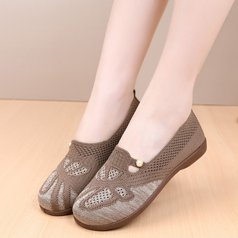Ženske slip-on cipele od pletene gornje strane, prozračne, udobne casual loafers s mekom potplatom, ljeto 2026